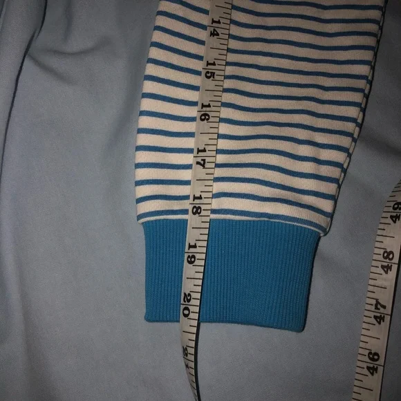 Adidas Blue and White Striped Pullover Hoodie - Picture 11 of 12